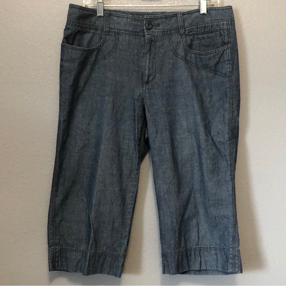 Dockers mid-rise curvy capris Women's 12 lightweight denim jean 100% cotton EUC - Picture 11 of 11